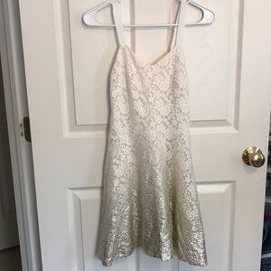 white and metallic ombre dress